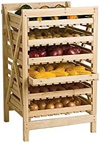 Company Orchard Garden Harvest Rack, Sturdy 6 Drawer Wooden Vegetable & Fruit Storage Cabinet Kitchen Organizer | For 3