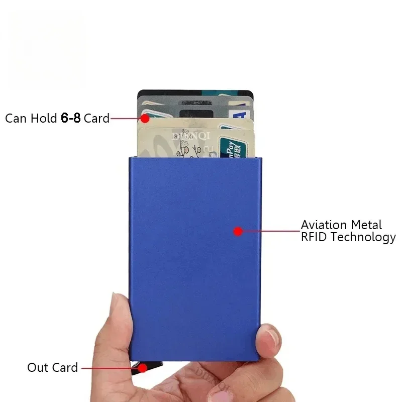 Small and Practical Pop Up Minimalist Smart Wallet Thin Slim RFID Credit Card Holder for Men Women Metal Purse Mini Wallets 4