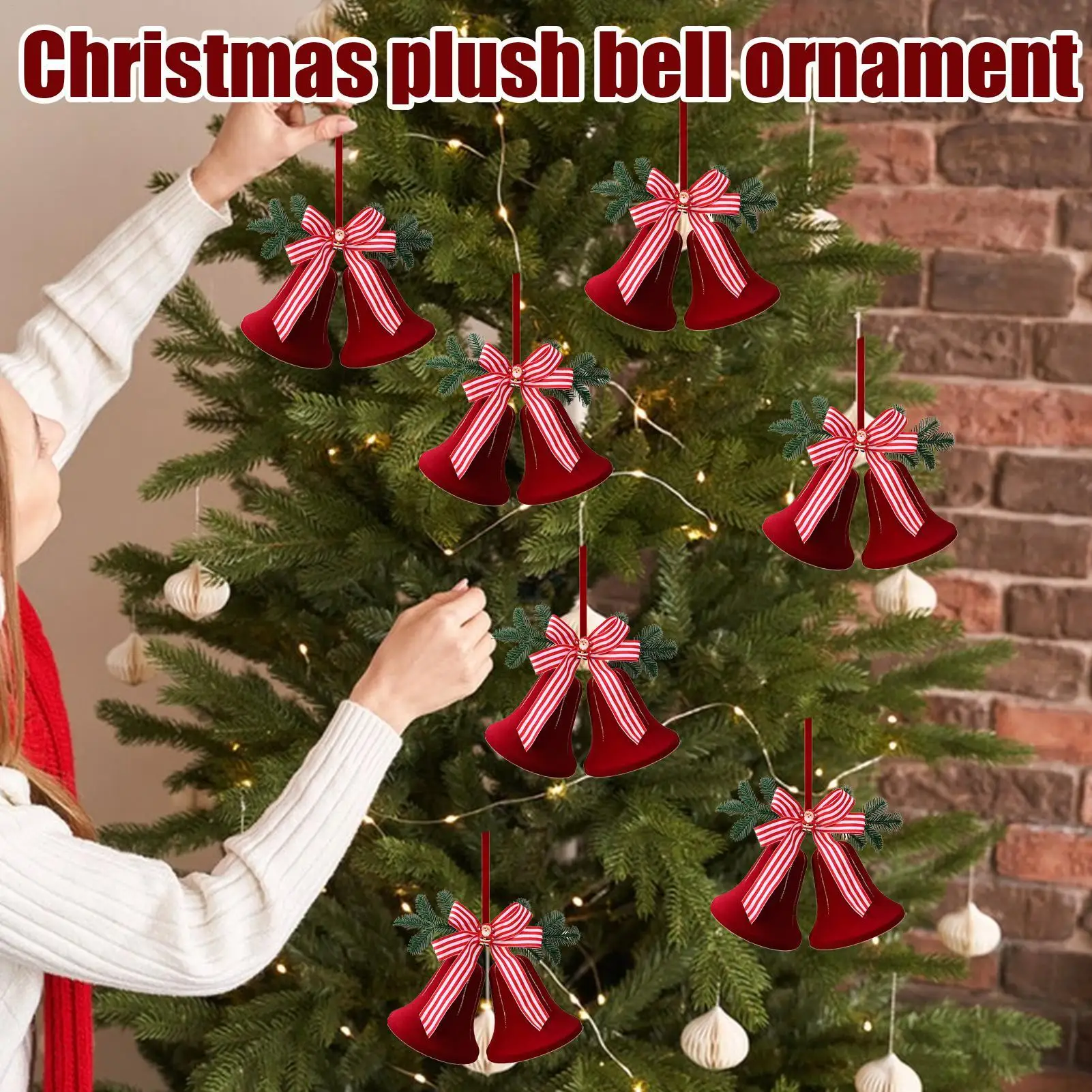 Christmas Bell Ornaments Flocking Holiday Decor Holiday Decor Pendant Ornament For Home Front Door Office Wreath Staircase