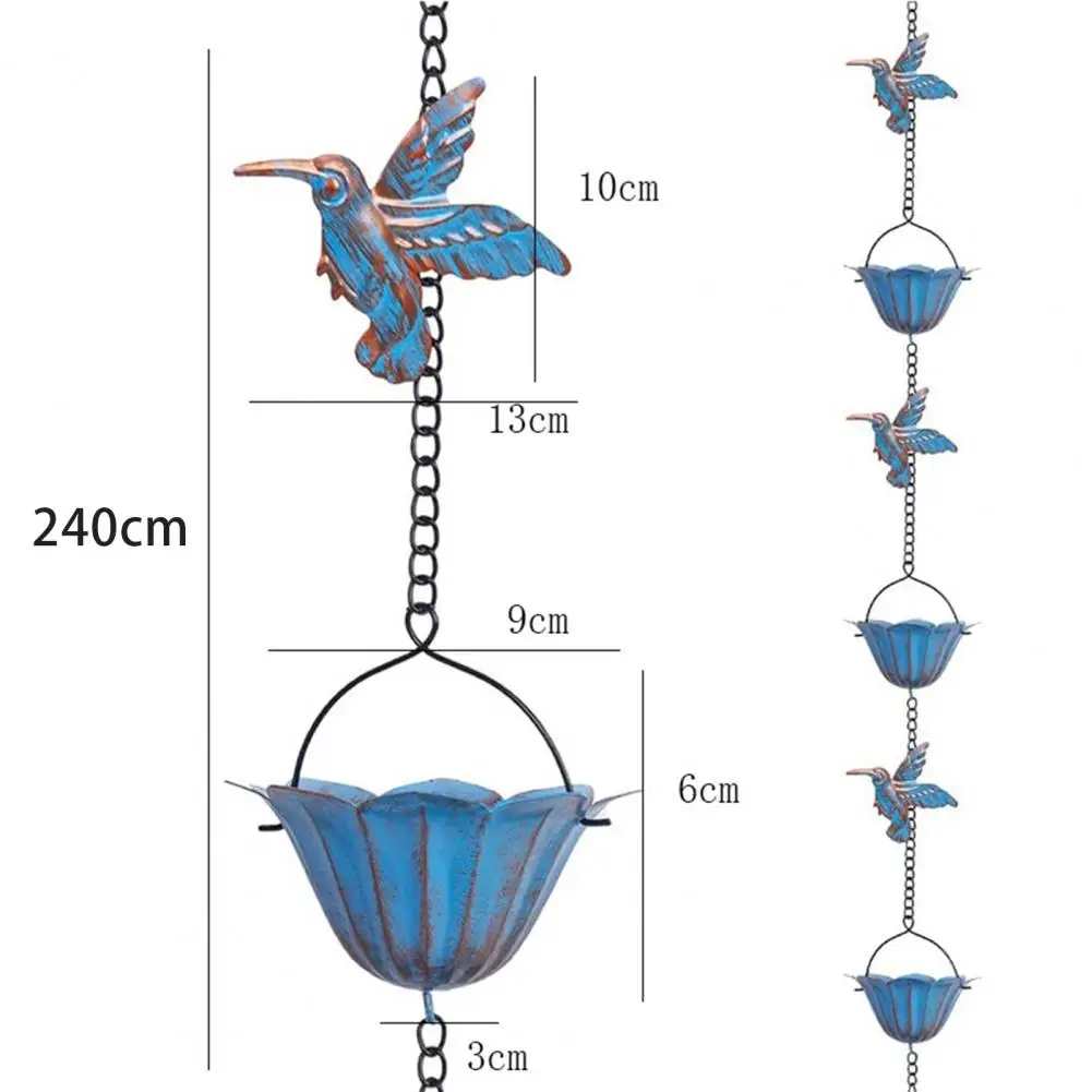 Hummingbird Rain Chain Rust-Resistant Decorative Eaves Hanging Rain Catcher Bell Catcher Chain Replacement Downspout