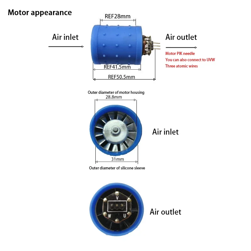 Gros plan sur le dissipateur thermique du moteur RC brushless 24V 100000 tr/min, idéal pour applications aéromodélisme