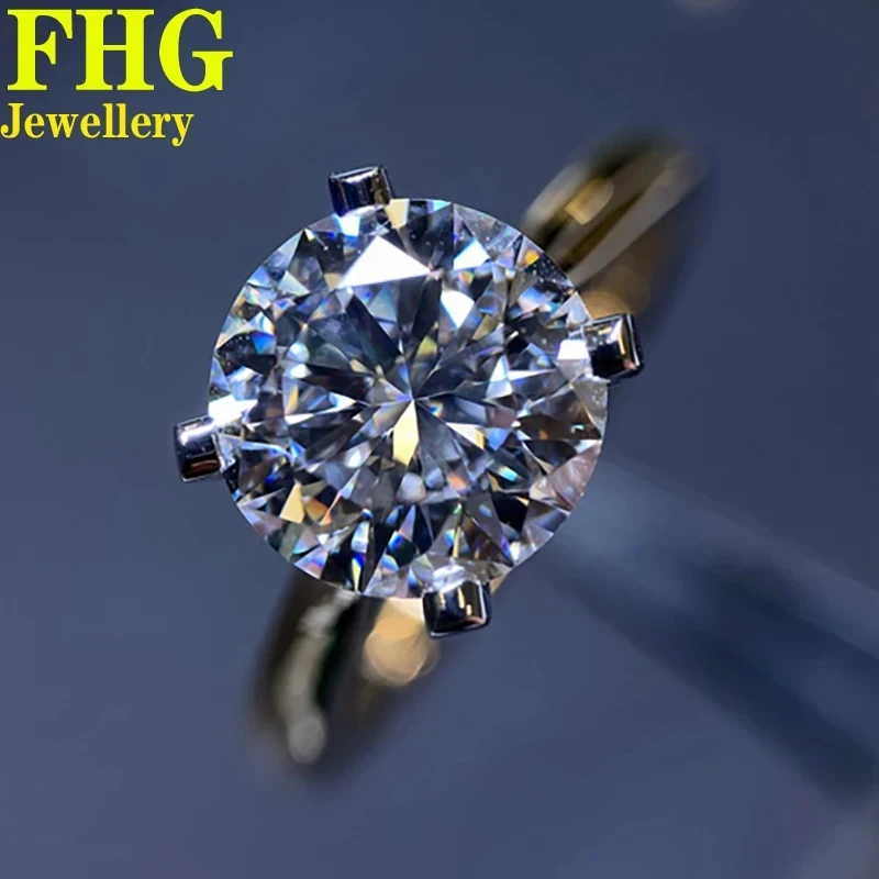 

6 7 8 9 10 Carat Real Solid Au585 14K Yellow Gold Ring Round shape DVVS1 Moissanite Diamonds Wedding Party Engagement birthday