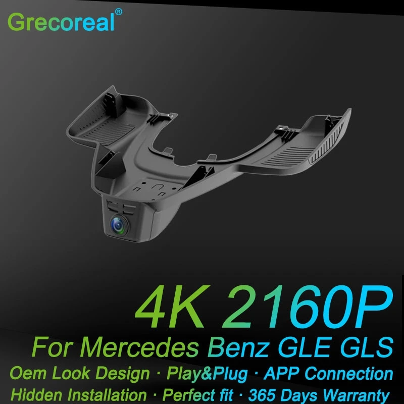 

Grecoreal 2160P 4K Wifi Dash Cam Car Front Rear Dash Camera Car Play Plug for Mercedes Benz AMG GLE 43 53 63 W167 C292 GLS X167