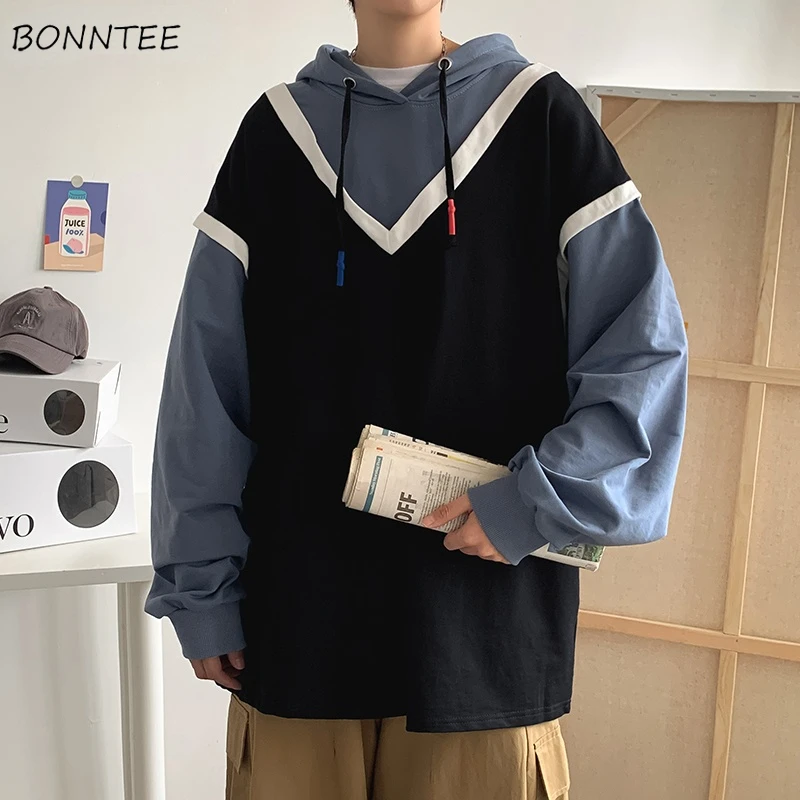 

Hoodies Women Fashion Soft Winter Patchwork Tender Warm High Street Casual Korean Style Loose All-match Fake Two-piece Young Ins