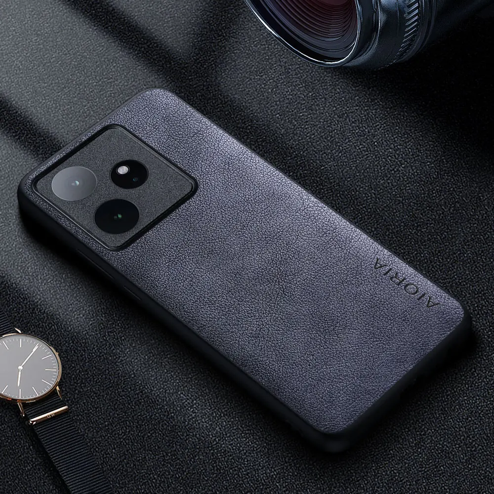 Premium Luxury Leather Phone Case - Retro Business Style Solid Color Cover