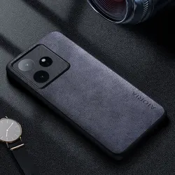 Premium Luxury Leather Phone Case - Retro Business Style Solid Color Cover for Realme GT8 Pro (GRAY)