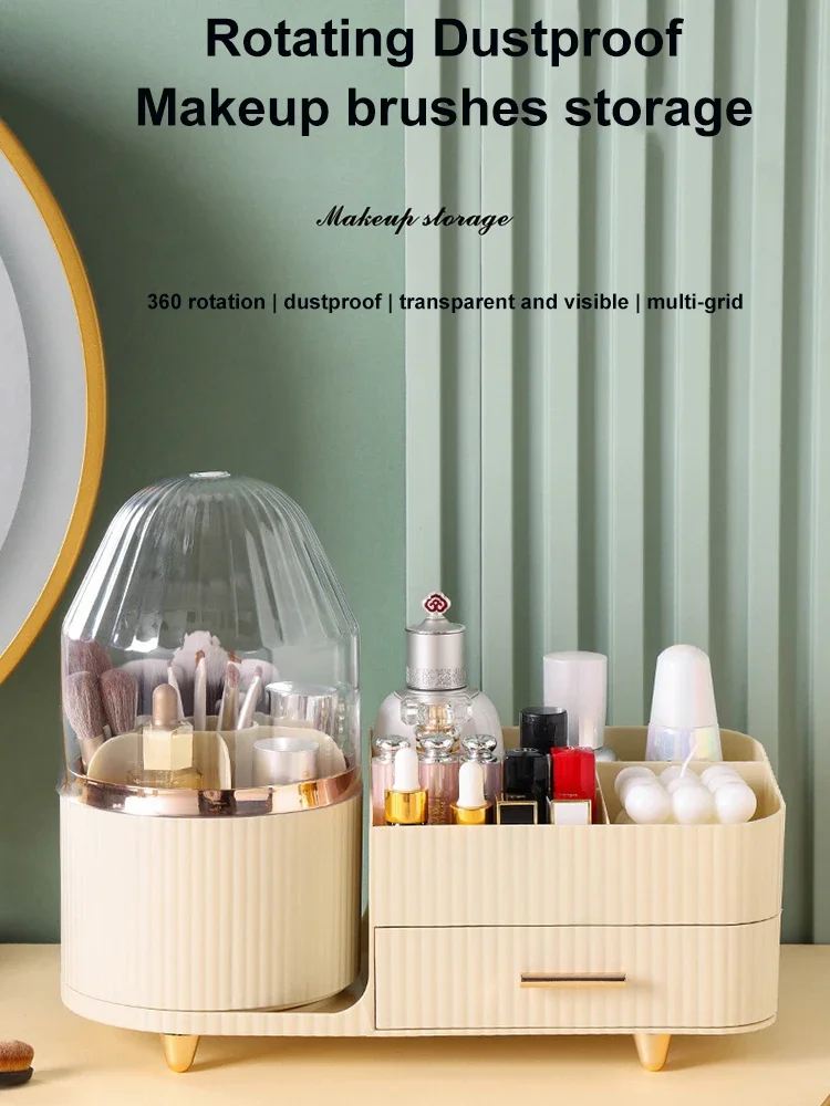 360°  Rotating Cosmetic Storage Box Holder Desktop Makeup Brushes Organizer Countertop Portable Lipstick Eyeliner Stand Boxes 6