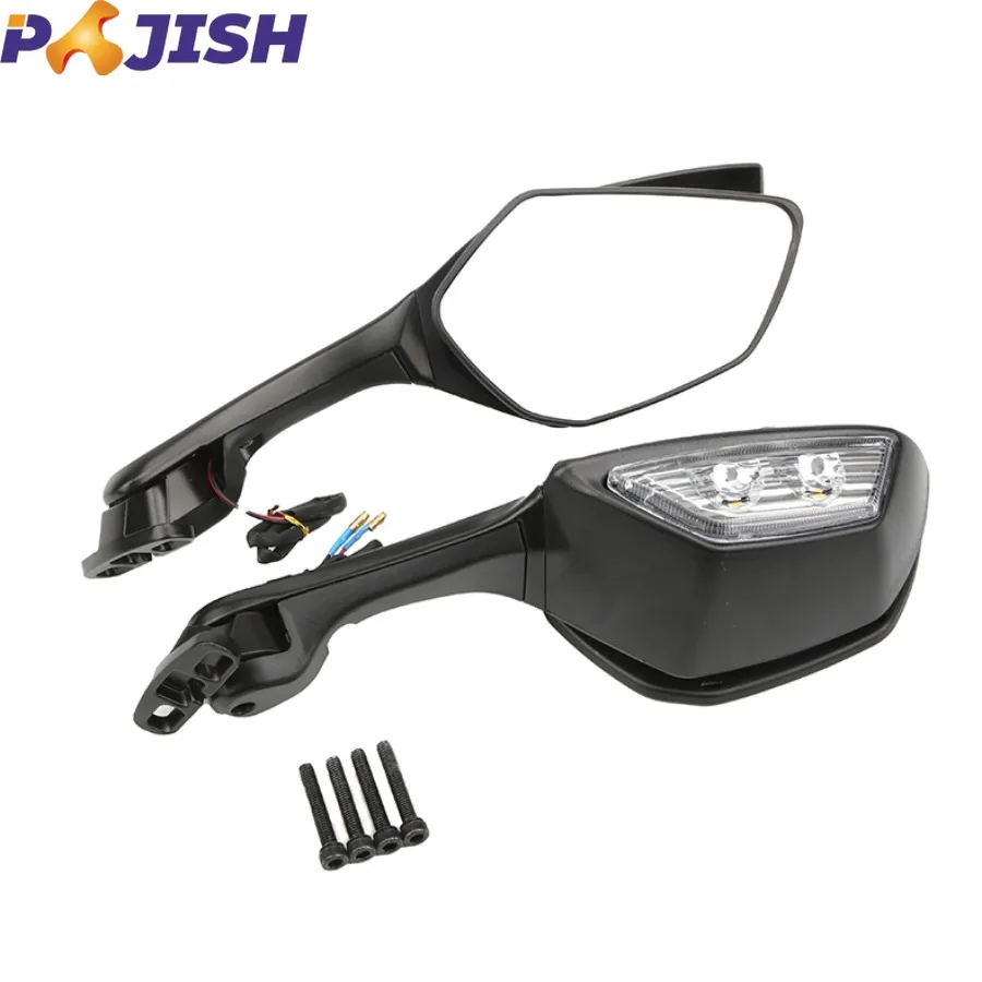 

New Popular Black Universal Rearviews Motorcycles Side View Mirror with LED Turn Light Signals for Zx 10r Zx10r Sport Moto