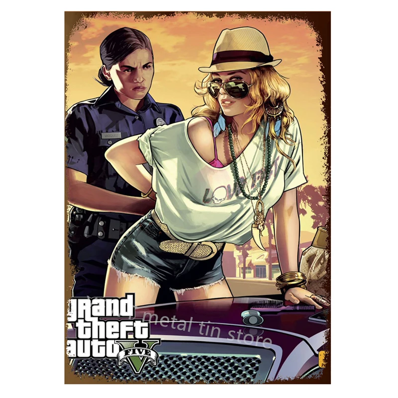 GTA V map Los Santos Game Poster Metal Sign Tin  