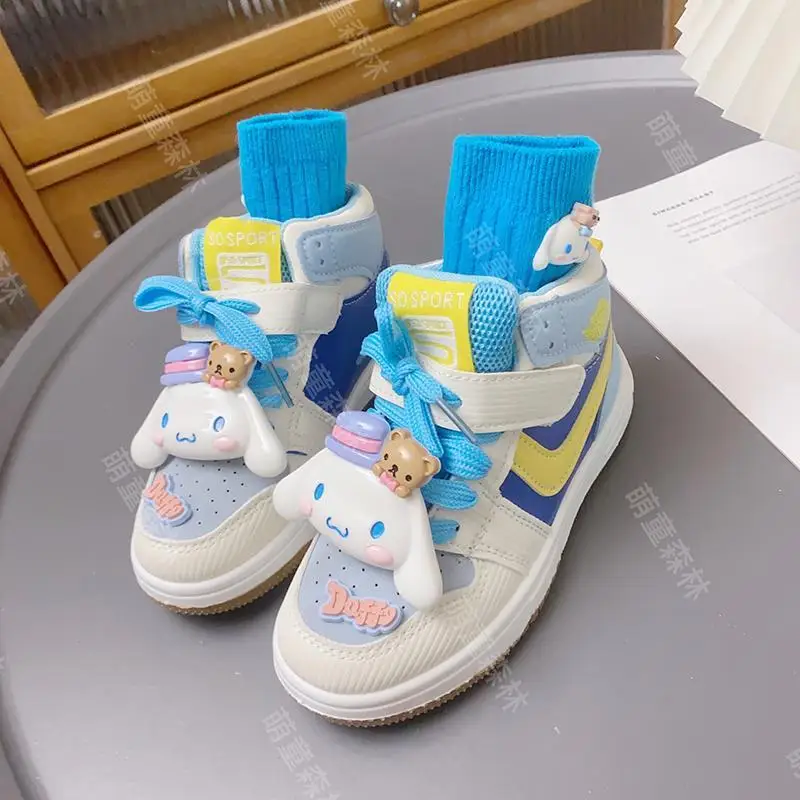 

Cinnamoroll Anime Kawaii Sanrio Autumn Children's Board Shoes Cute Cartoon Kuromi Glow Casual High-Top Shoes Sneakers Kids Toys