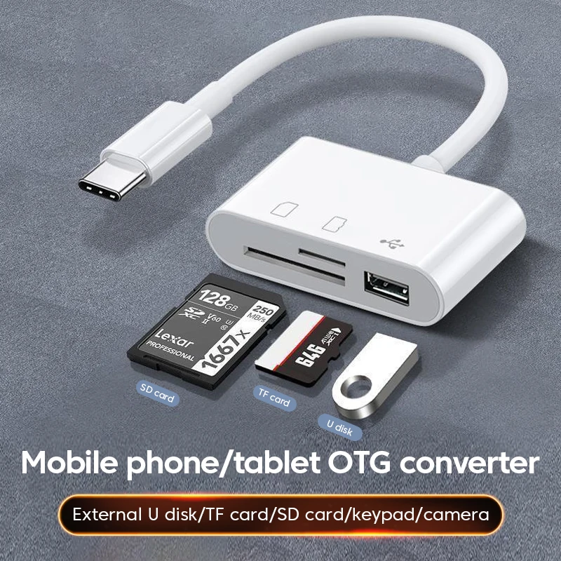 Adaptador tipo C, lector de tarjetas de memoria TF CF SD, OTG Writer Compact Flash USB-C para IPad Pro, Huawei, Macbook, Samsung, Xiaomi