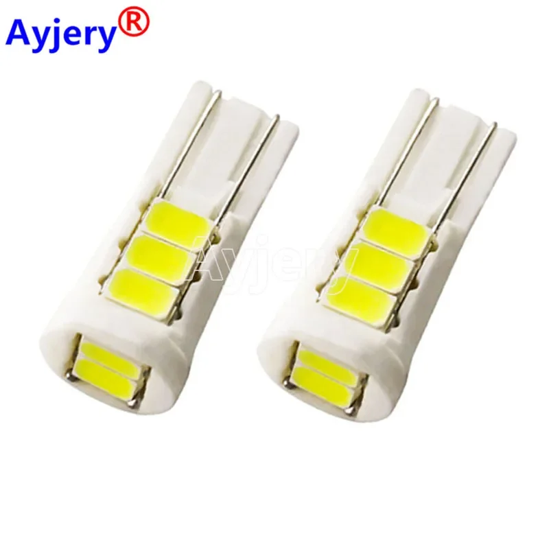 

AYJERY 50pcs T10 Ceramic 8 SMD 5630 LED LED W5W 194 168 501 Wedge Side License Plate Light Lamp wedge parking light white 12V