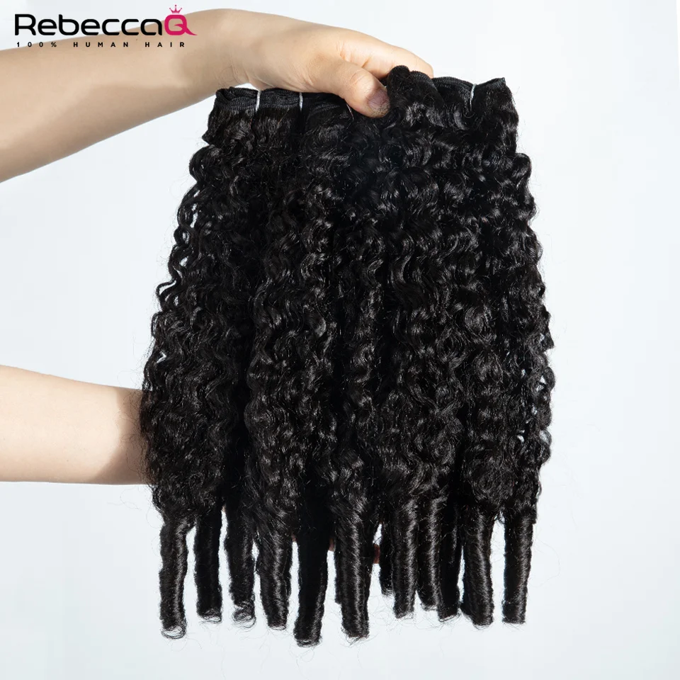 RebeccaQ Extension di Capelli Umani Ricci Birmani, Fasci di Capelli Grezzi Ondulati Profondi di Alta Qualità, Doppia Trama, Estensioni di Capelli Vietnamiti