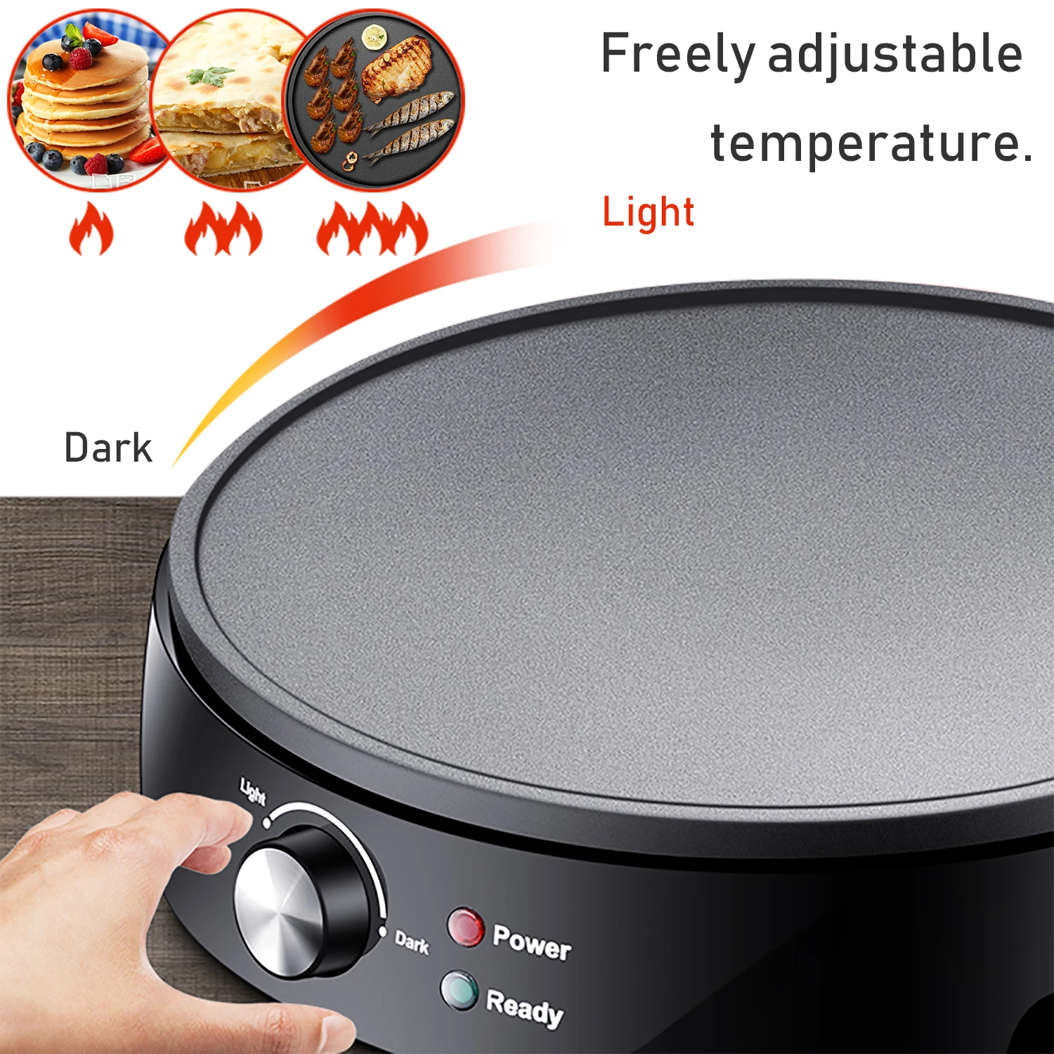 1200W Electric Pancake Crepe Maker Takoyaki Kitchen Cooking Appliances Non-stick Coating Plate Pan Variable Temperatures Sonifer 3