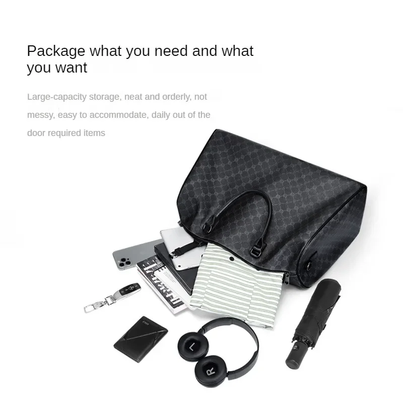Men Business Travel Luggage Bag Leather Travel Duffle Large Capacity Hand Luggage Bag Short Trip Shoulder Bags Luxury Handbag - 4