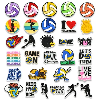 30Pcs Volleyball Shoe Charms for Clog Different Matching Sandals Wristbands Bracelets, Sports Ball Shoe Charms (Volleyball) 1