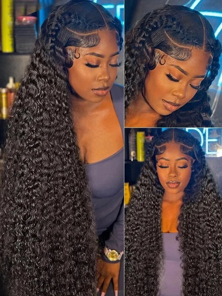 16 40 Inch 250% Density Jerry Curly 13x4 Lace Front Wigs Human Hair 13x6 HD Transparent Deep Curly Lace Front Wig