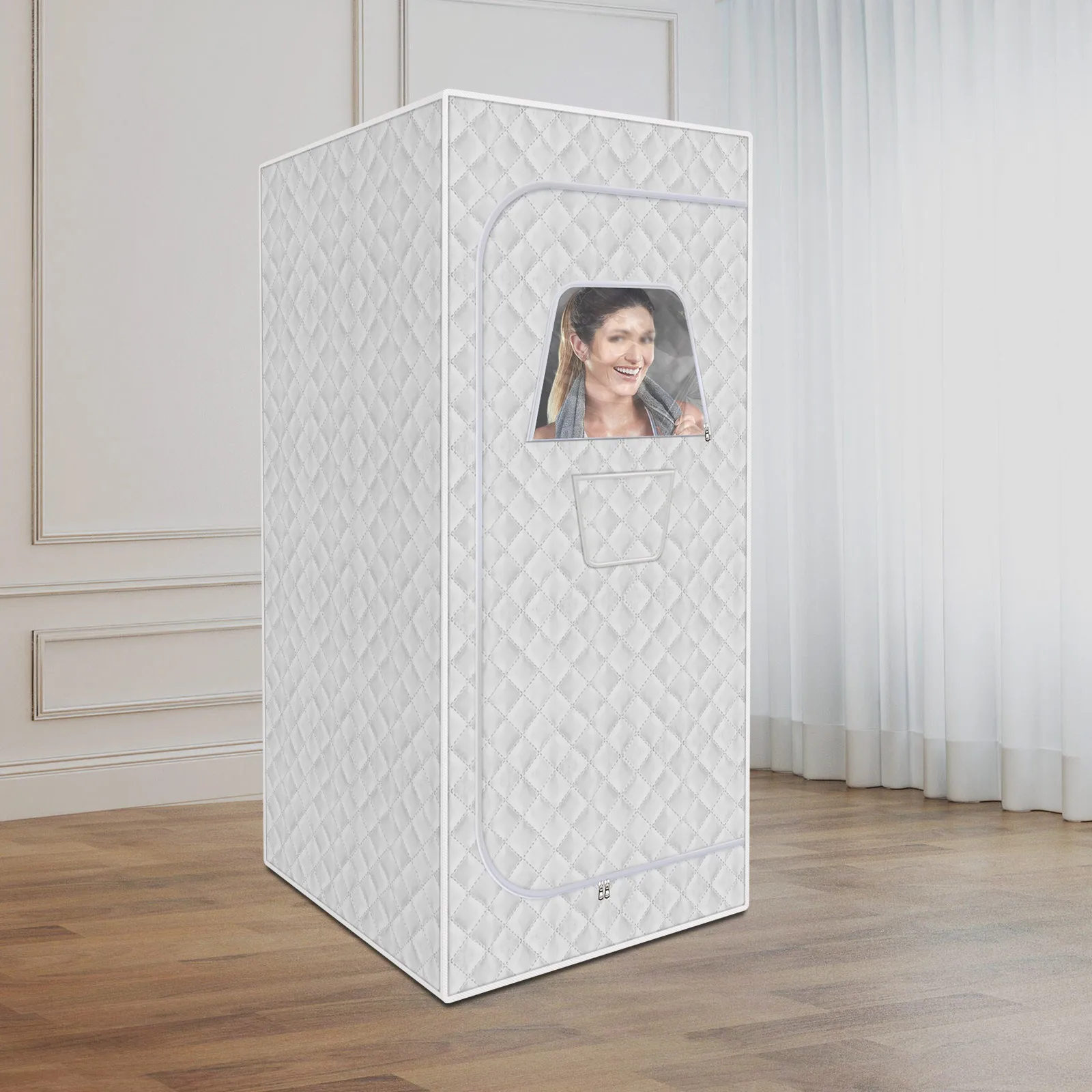 Lightweight Portable Personal Steam Sauna Spa set tent 180*80*80cm+4 heating pads+65cm folding chair 2