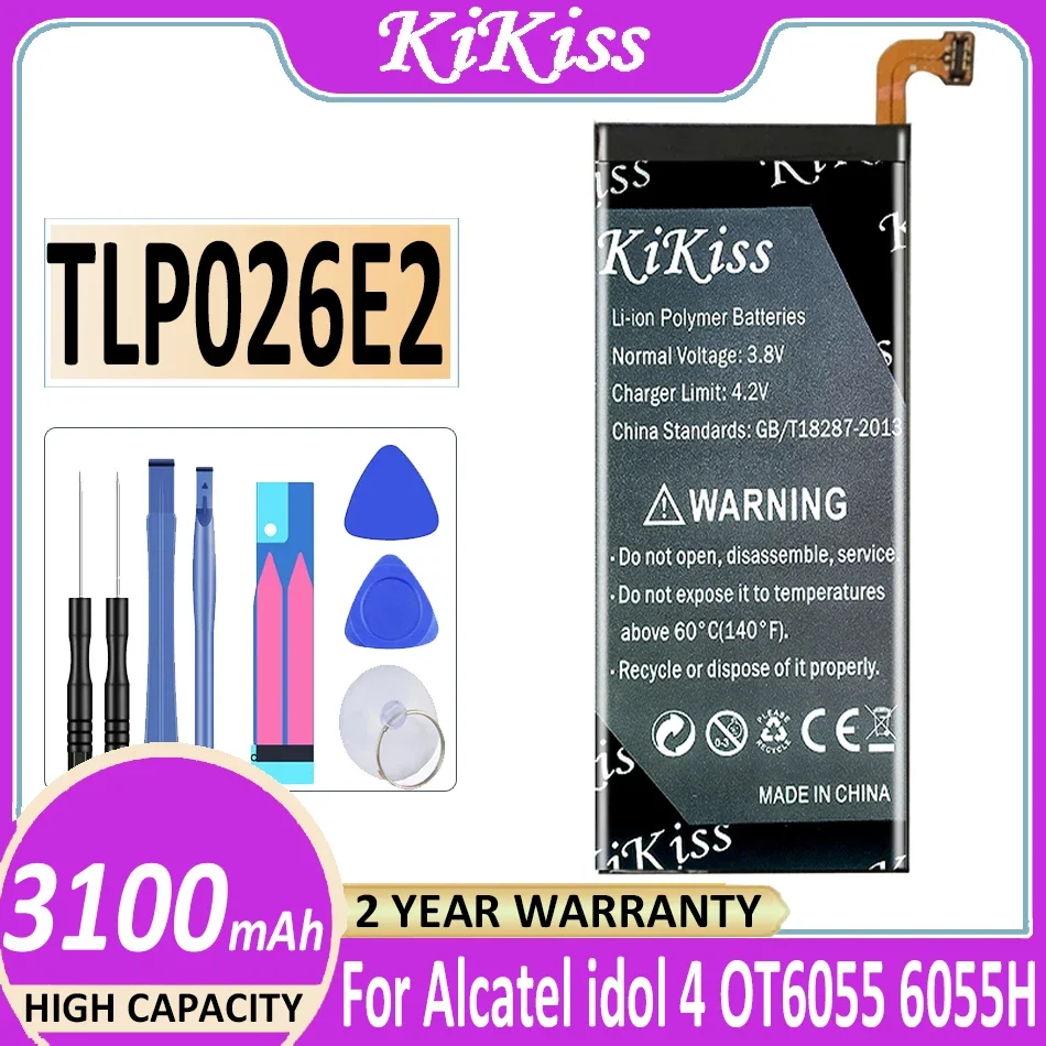

3100mAh Battery for ALCATEL ONE TOUCH IDOL 4 6055K TLp026E2 OT-6055 Idol4 6055B 6055H Batteria + Free Tools