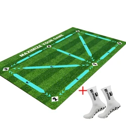 Enhanced Football Training Mat - Non - Slip, Foldable, Indoor/Outdoor Soccer Practice Equipment (Blue Socks)