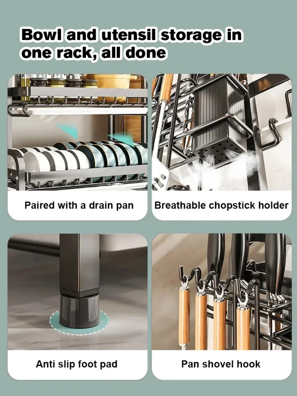 Household Bowl Rack Kitchen Dish Bowl Drainer Storage Shelf Multi Layer Countertop Dish Drying Rack Tableware Organizer Cupboard 6