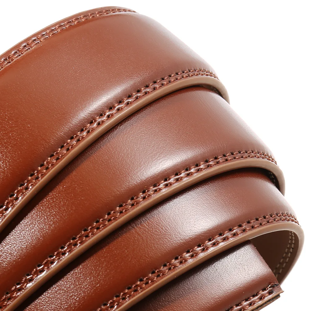 16 Styles 3.0cm 3.1cm Men's Genuine Leather Belts Automatic Buckle Belts Men No Buckle Belts High Quality Black Brown Waistband