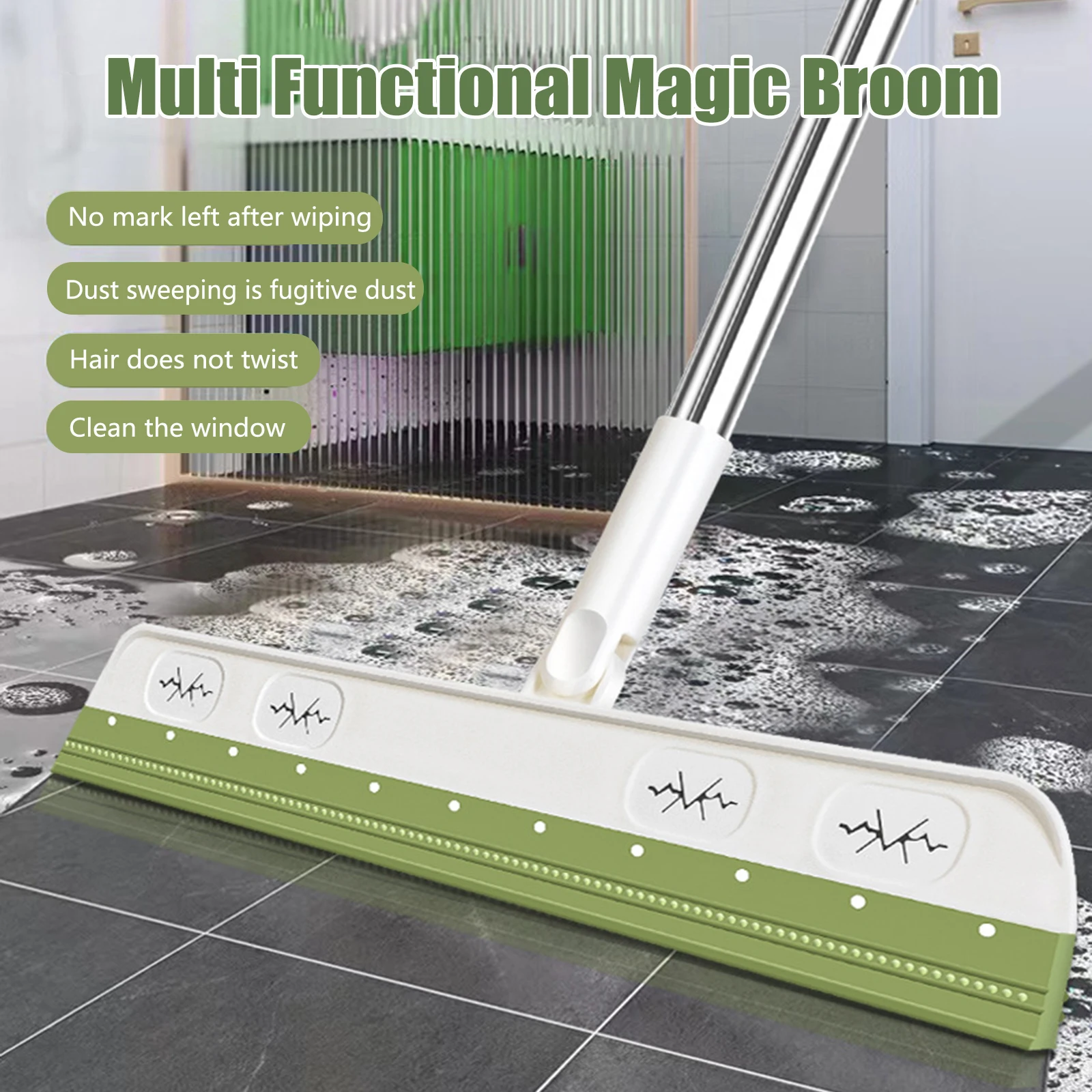 Magic Silicone Broom Lengthen Floor Cleaning Squeegee Pet Hair Dust Brooms Bathroom Floor Wiper