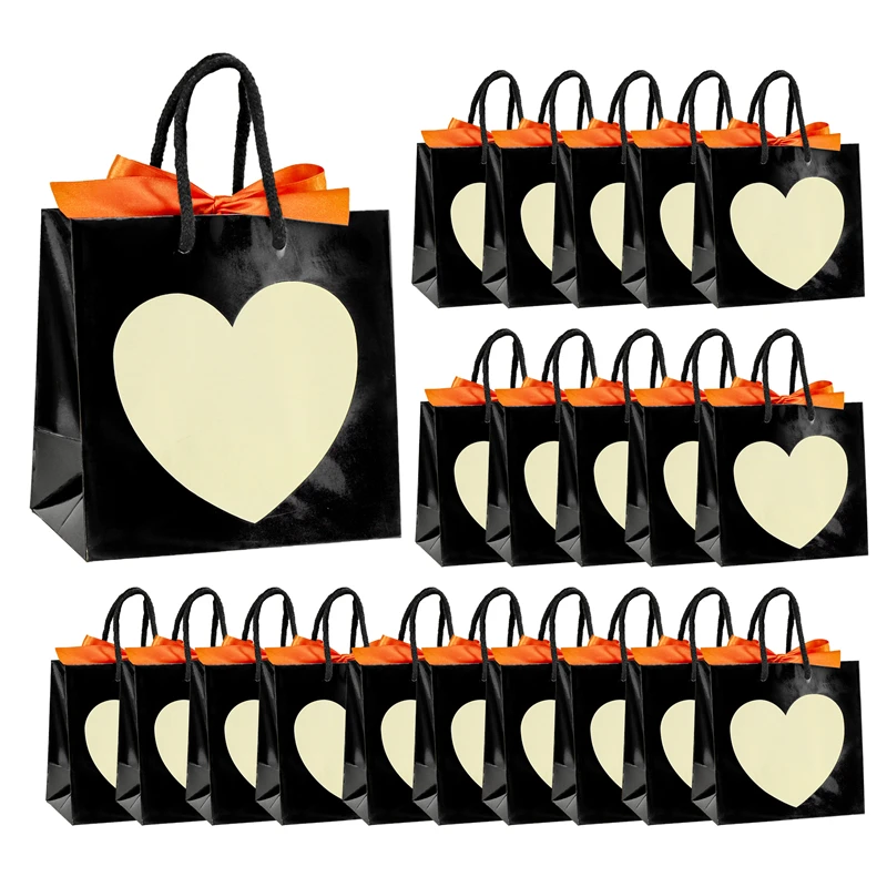 10pcsWeddingPartyHeartGiftPaperBagWithBowRibbonForBirthday