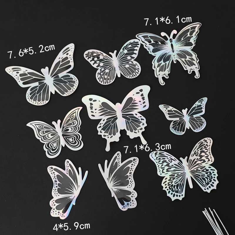 Elegant White Butterfly Cake Topper Set for Wedding and Party Decorations