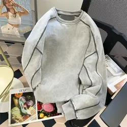 Cotton fashion brand old washed hoodless sweater women in spring and autumn korean oversized hoodie sweatshirt