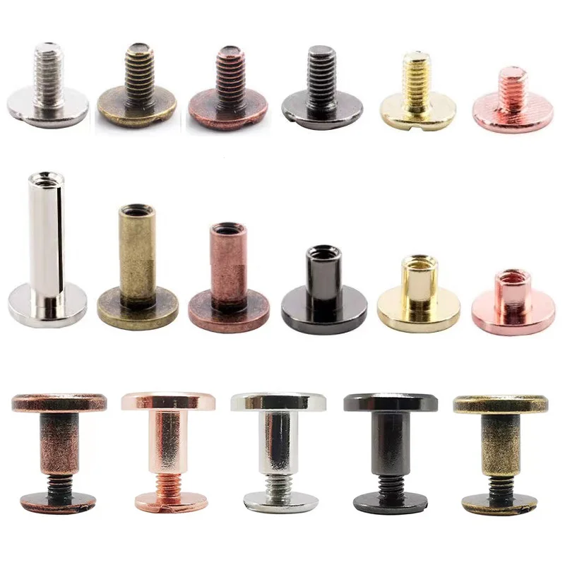 5/6/8/10mm Metal Leather Craft Solid Nail Bolt Bookkeeping Round Head Screws Strap Rivets Screw for Luggage Craft Clothes 10Sets metal rivets belt strap rivets leather rivets