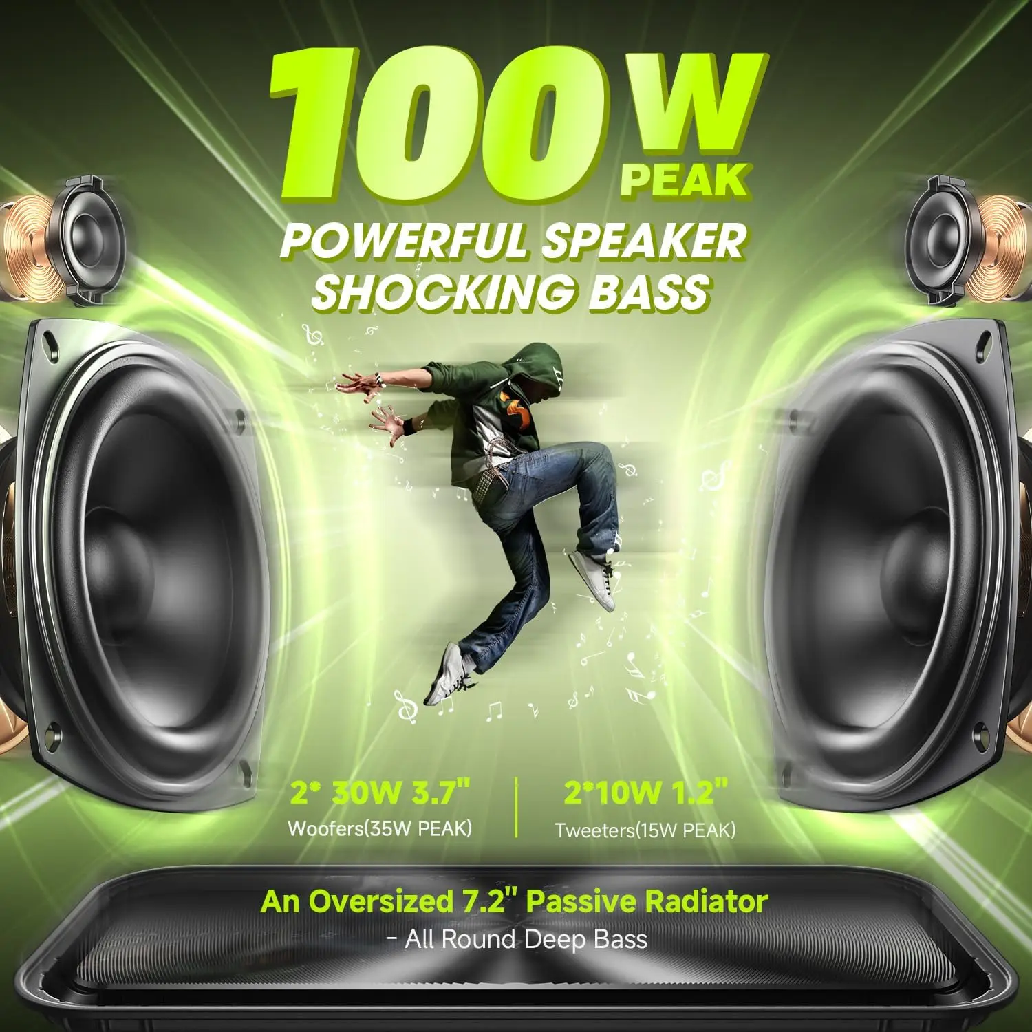 W-KING 100W PEAK 60W Bluetooth Speaker Portable Speakers Bluetooth Wireless Loud Outdoor Waterproof IPX6 Party Boombox 2