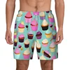 Cartoon Donut Pattern Beach Shorts For Men 3d Printed Cupcake Running Shorts Quick Dry Surfing Board Sports Swimming Shorts 5