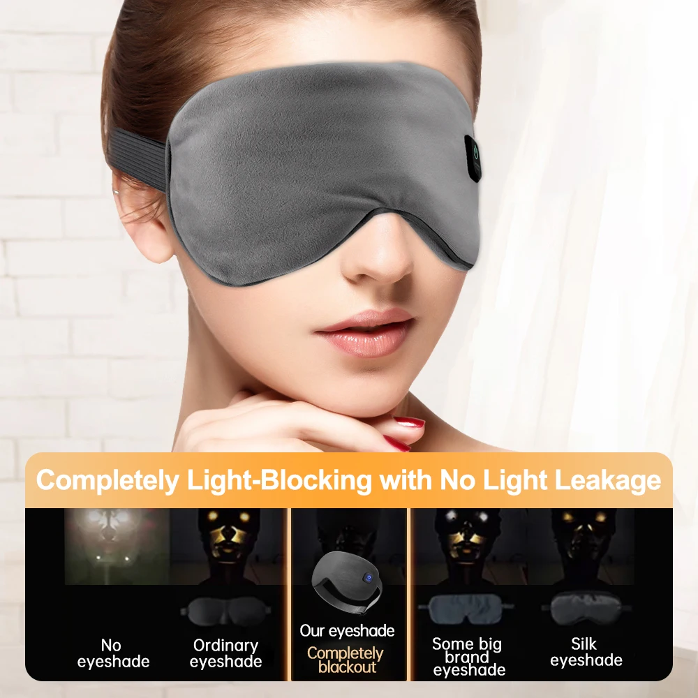 Cordless Heated Eye Mask Electric Warm Compress Eye Massage Device Smart Timing 3-Speed Heating Eye Mask For Dry Eye Sleep Shade