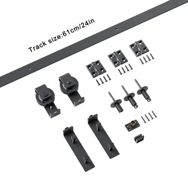 Barn Door Hardware 24 Inches Black Bifold Sliding Door Track Heavy Duty Farm Hardware Smooth Sliding Barn