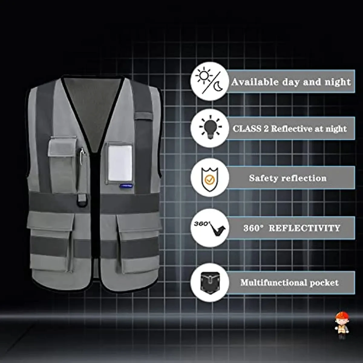 

Mesh Breathable Fabric Reflective Safety Vest Work Hi Vi Uniform Signal Security Motorcycle Vest Luminous Tool Rider