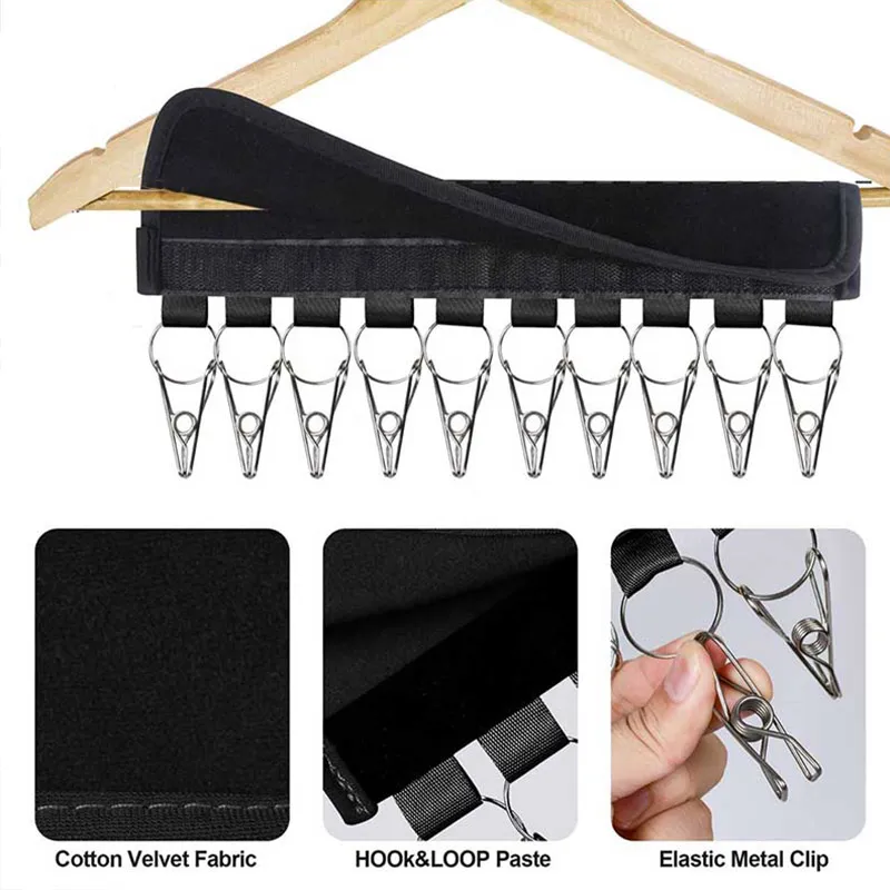Multi Functional 10 Clips Baseball Cap Storage Rack Fabric Portable Organizer Clips Foldable Travel Coat Hat Holder Drying Hooks