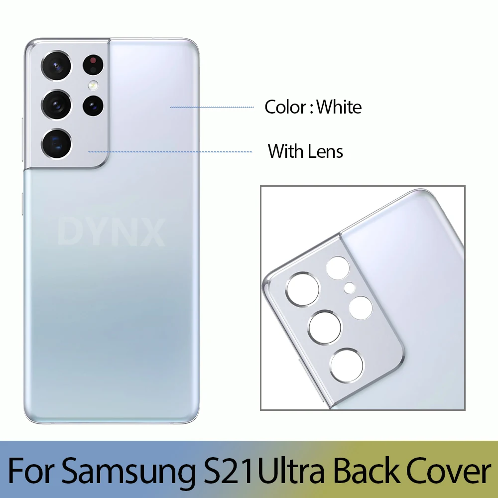 새로운 삼성 갤럭시 S21 울트라 배터리 백 커버 유리 패널 후면 도어 하우징 케이스 카메라 렌즈 교체