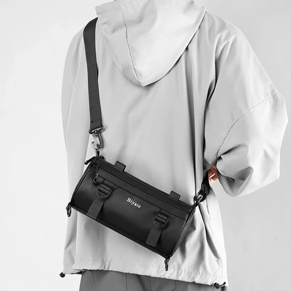 Men Crossbody Bag Nylon Round Cylindrical Backpack Rucksack Cross Body Shoulder Bag Travel Male Sling Side Messenger Chest Bag 3