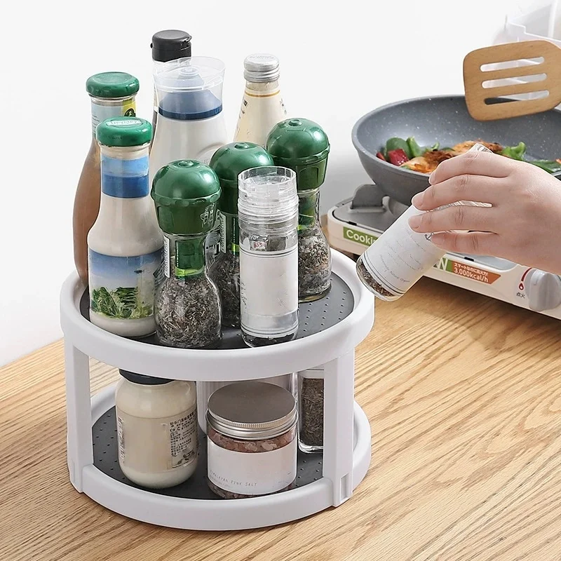 360° Turntable Lazy Spice Organizer Rotating Seasoning Rack Spinner for ...
