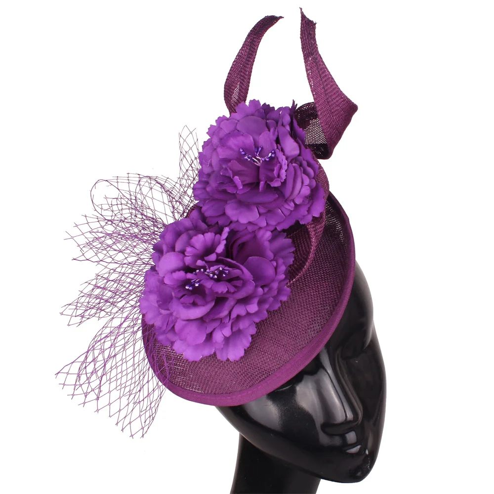 

Women Ascot Fascinator Hat Feather Flower Mesh Hair Clip Kentucky Derby Photography Headwear Cocktail Tea Party Hair Accessory