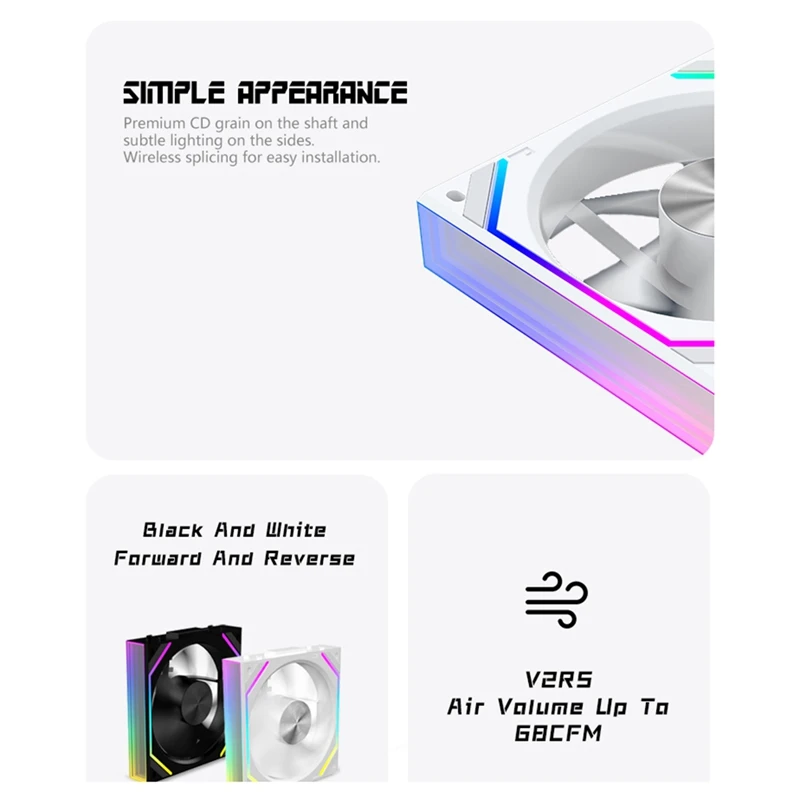 V2RS Case Fan Magic Block Free Splicing 120Mm PC Computer 12V Chassis Fan Lian 3PIN 5V ARGB Divine Light Li,cooling fan,gaming cooling fan