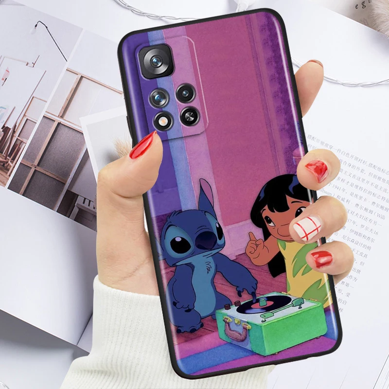 thumbnail image 1 of Anime Stitch Cute Disney For Xiaomi Redmi Note 12 12S Turbo 11 11T 11S 10 10S 9 8 8T 7 Pro Plus 5G Black Phone Case Cover, 1 of 5