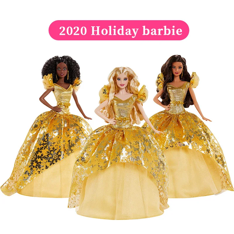 Poupée Barbie Holiday 2021 - Édition Africaine-Américaine - Robe Étincelante Avec Pierreries - Poupée De Collection Avec Support