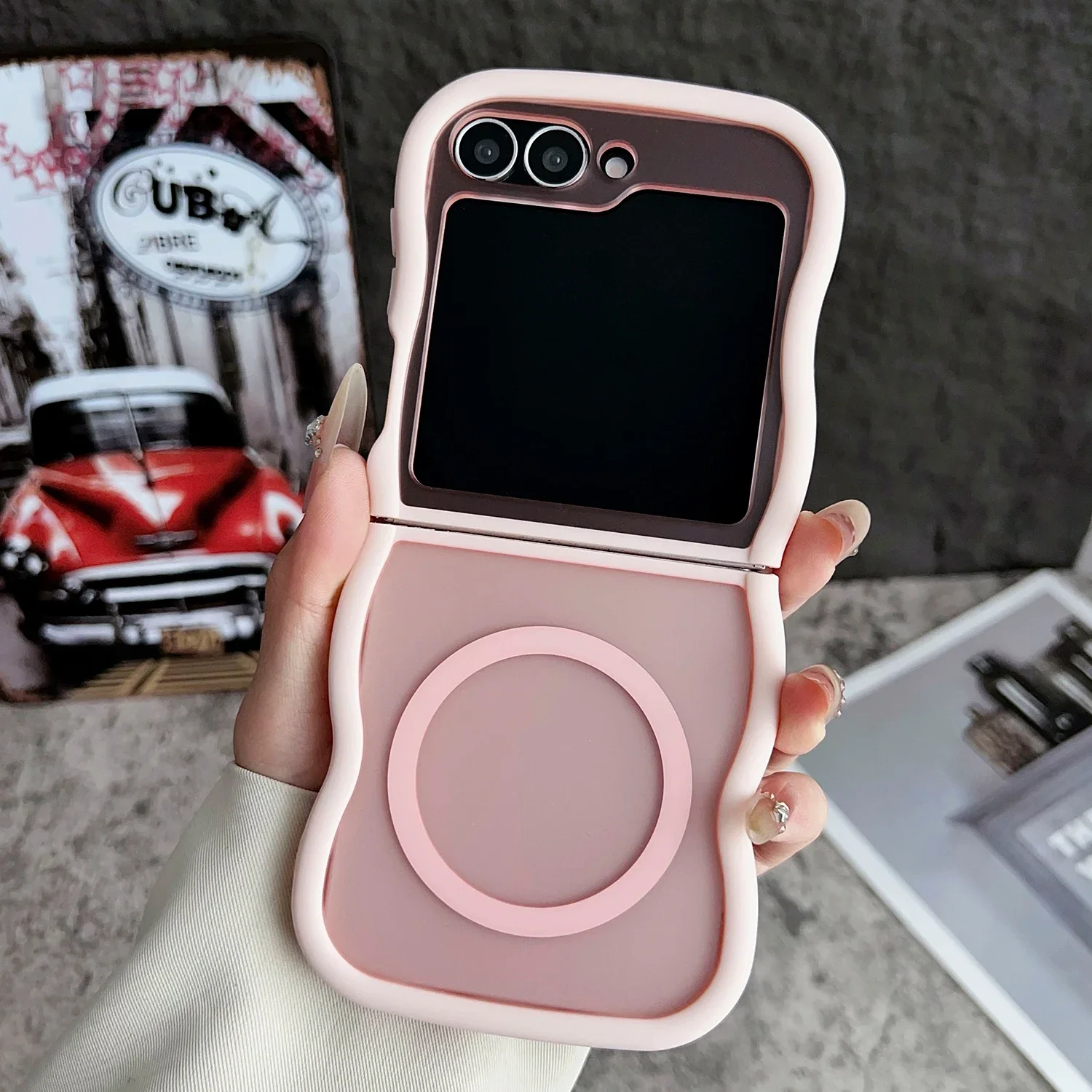 Stylish Big Wave Magnetic Matte Translucent Frosted Case