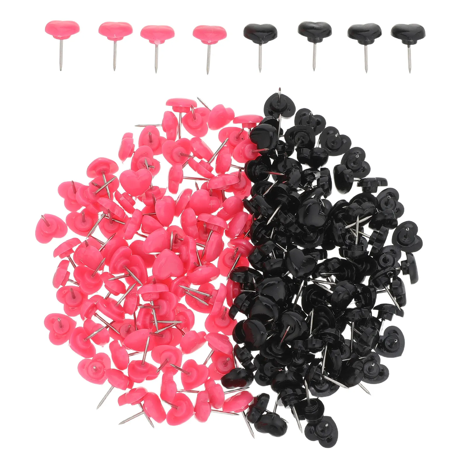 200Pcs 하트 모양의 푸시 핀 귀여운 장식 코르크 보드 액세서리 사무실 게시판 사진 노트 DIY 공예