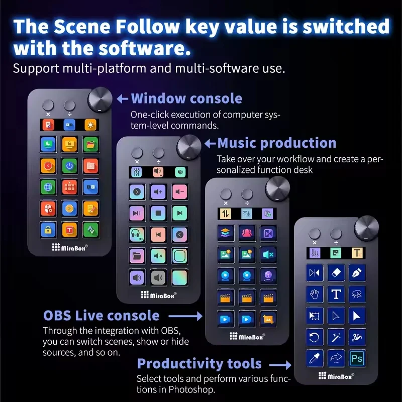 Mbox N1 Streamdeck Mini Visual Keyboard 15key Mirabox Stream Deck