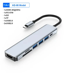 Versatile 7-in-1 USB C Docking Station with 4K HDMI, USB 3.0 Hub, and 87W Power Delivery (7-IN-1 B)