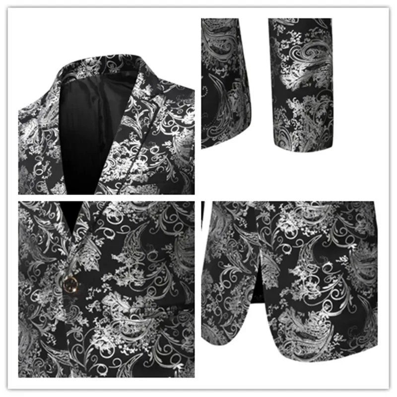 Mens Blazer Jacket Fashion Business Handsome British Style Casual Slim-fit Print Wedding Work Hot Chick At The Bar  Blazers 5