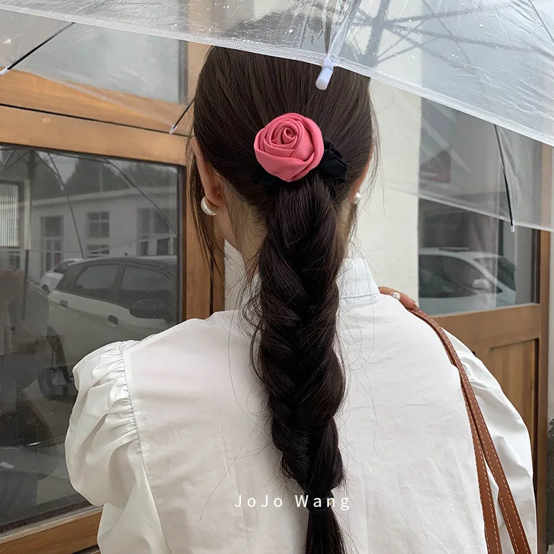 Leather Band Upgrade~Satin Rose Hair Ring Headwear High